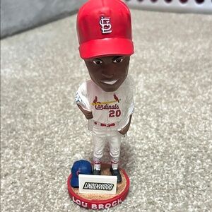 Lou Brock Bobblehead with Red Base and White Attire